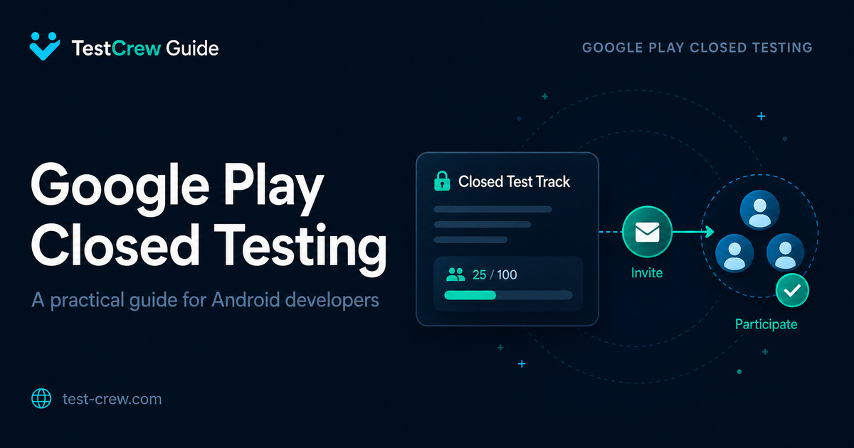 TestCrew guide cover for Google Play Closed Testing