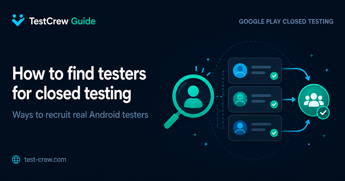 TestCrew guide cover for finding Google Play closed-test testers