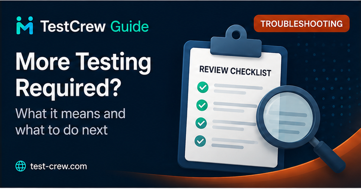 TestCrew guide cover explaining why Google Play may require more testing