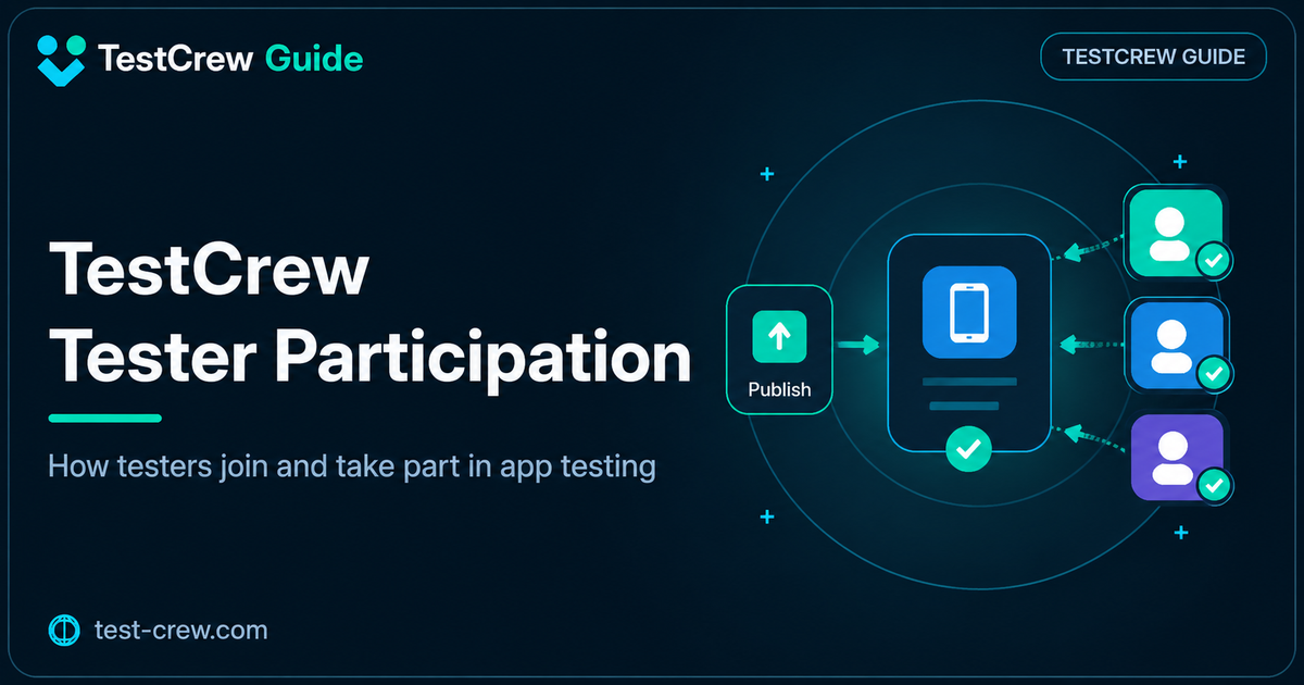 TestCrew guide cover showing how a tester joins a closed test